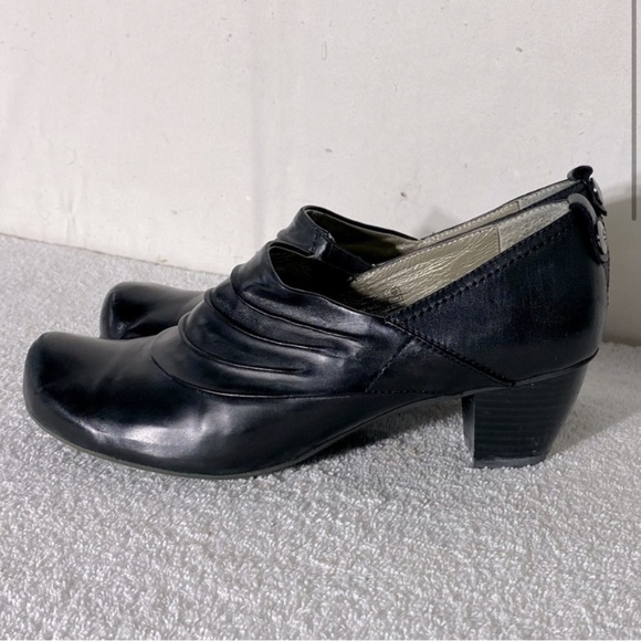 Gerry Weber Black Leather Slip on Ankle Booties W Low Chunky Heel 41 - Picture 4 of 13